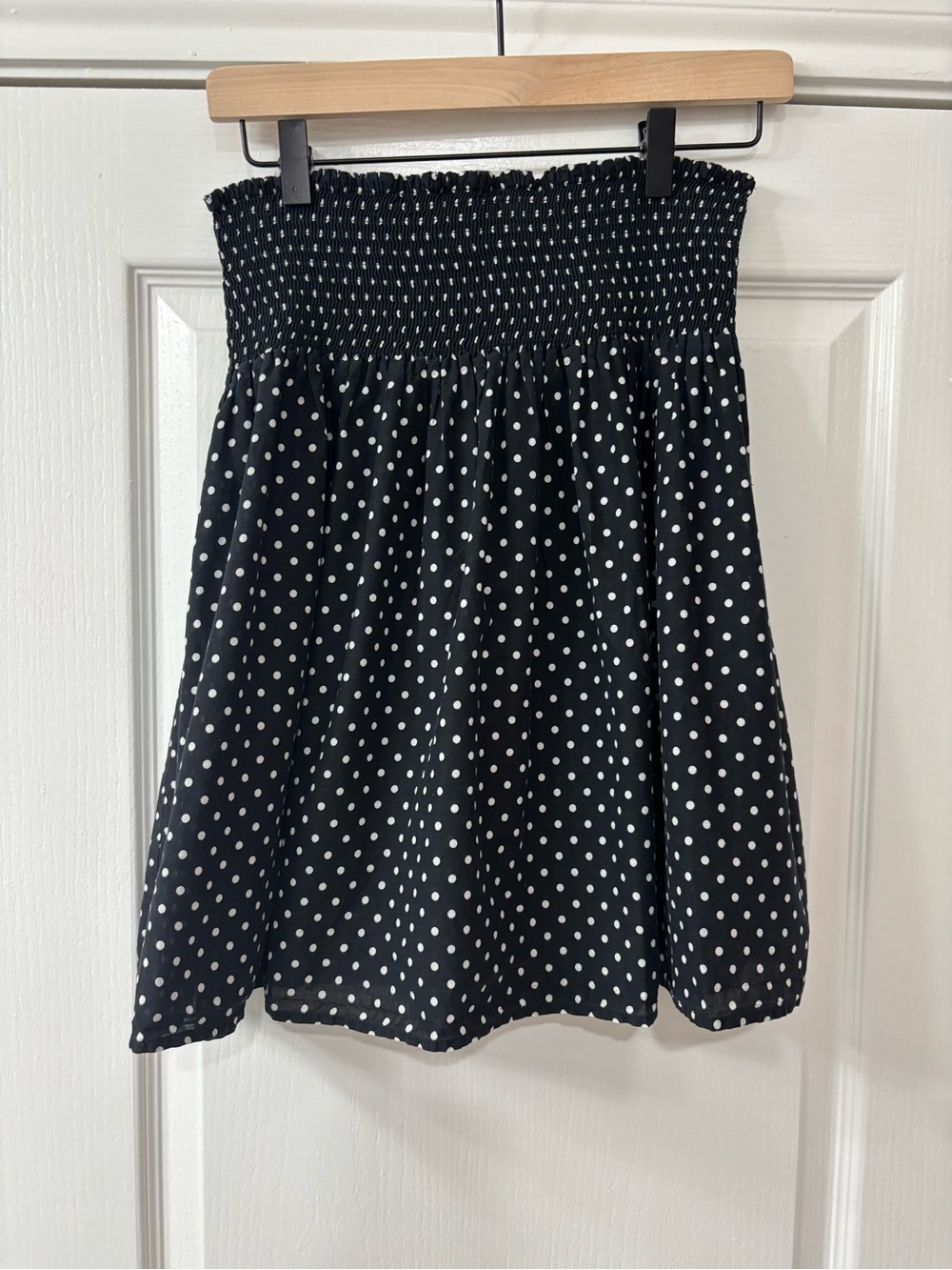 H&M Black Polka Dot Smocked Skirt